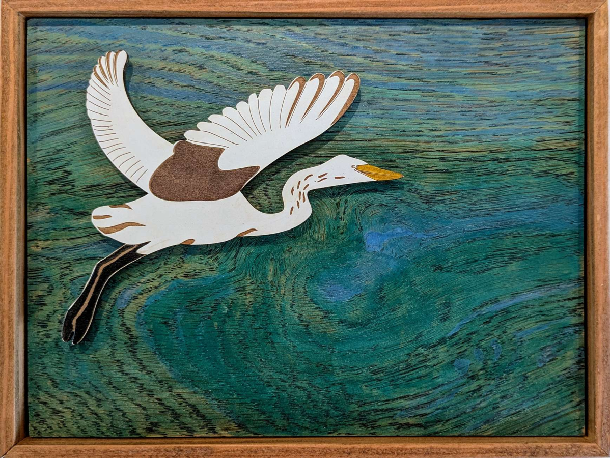 10-Egret by wood beach